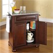 Bowery Hill Solid Granite Top Kitchen Island in Mahogany