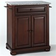 Bowery Hill Solid Granite Top Kitchen Island in Mahogany