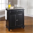 Bowery Hill Stainless Steel Top Kitchen Island in Black