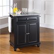 Bowery Hill Solid Granite Top Kitchen Island in Black