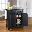 Bowery Hill Solid Granite Top Kitchen Island in Black