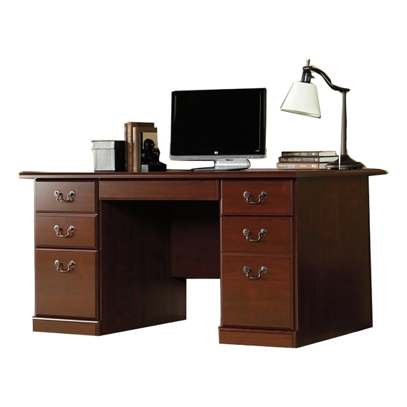 Bowery Hill Engineered Wood Classic Cherry Desk Rectangular Keyboard Tray 59.5