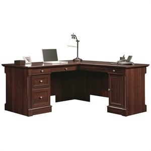 Bowery Hill Engineered Wood Select Cherry Desk L-Shaped Durable Adjustable 68.82&quot Unassembled