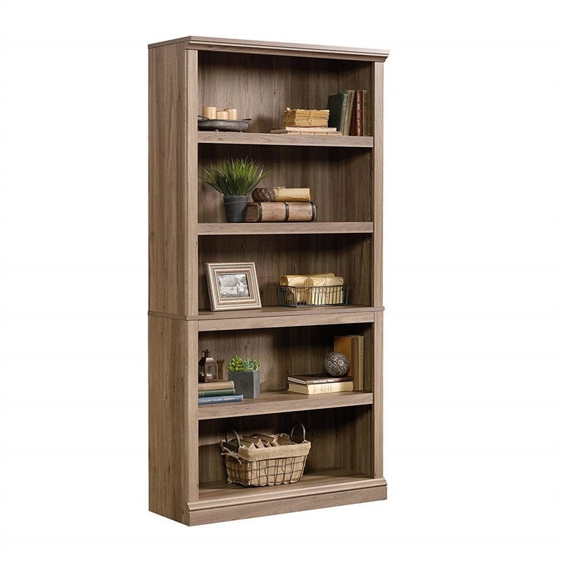 Bowery Hill 5-Shelf Transitional Engineered Wood Bookcase in Salt Oak