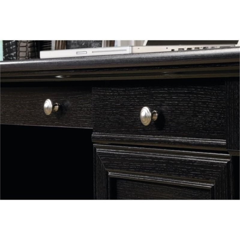 Bowery Hill Wood Wind Oak Executive Desk Rectangular 65.1