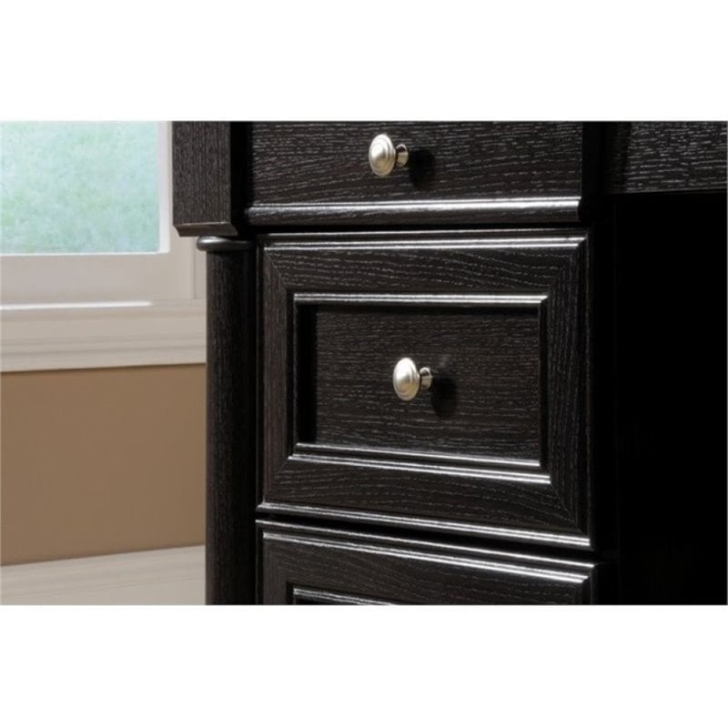 Bowery Hill Wood Wind Oak Executive Desk Rectangular 65.1