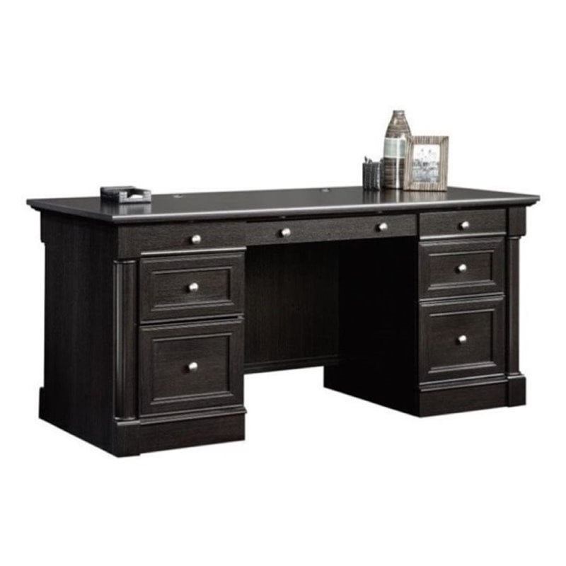 Bowery Hill Wood Wind Oak Executive Desk Rectangular 65.1