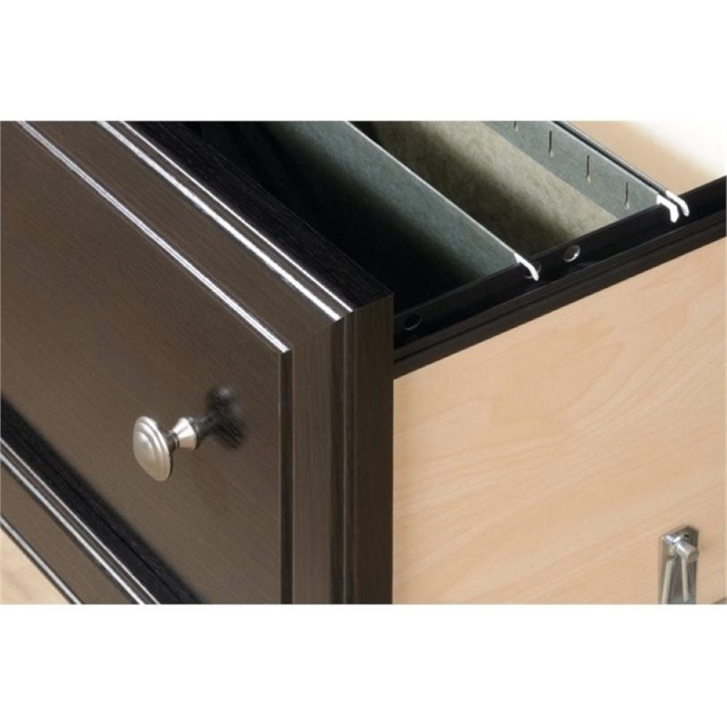 Bowery Hill 2 Drawers Lateral Black Engineered Wood Filing Cabinet Easy Assembly