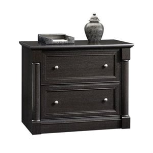 Bowery Hill 2 Drawers Lateral Black Engineered Wood Filing Cabinet Easy Assembly