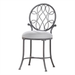 Bowery Hill 19'' Traditional Metal/Fabric Vanity Stool in Gray