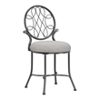 Bowery Hill 19'' Traditional Metal/Fabric Vanity Stool in Gray