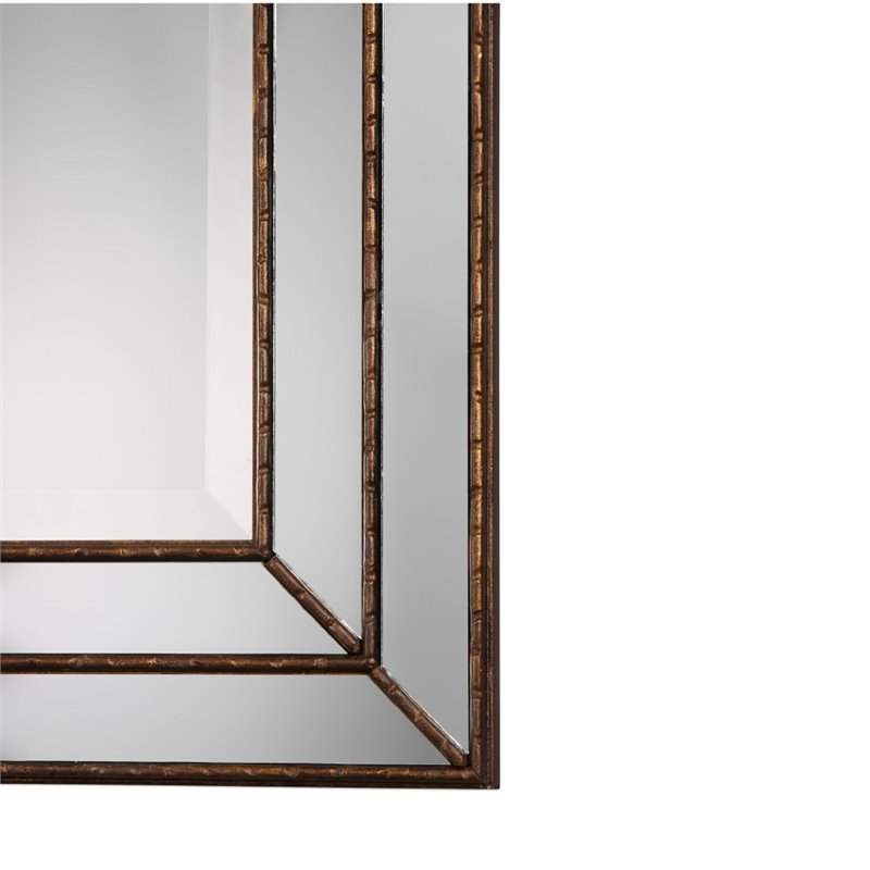 Bowery Hill Grooved Metal Mirror in Metallic Bronze
