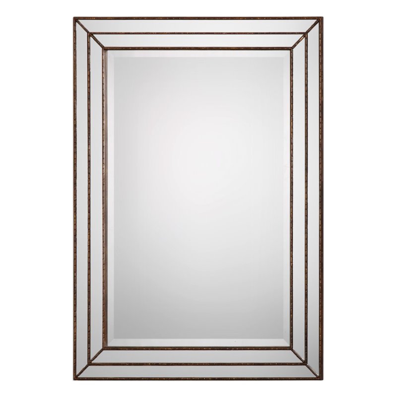 Bowery Hill Grooved Metal Mirror in Metallic Bronze