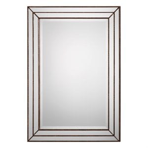 Bowery Hill Grooved Metal Mirror in Metallic Bronze