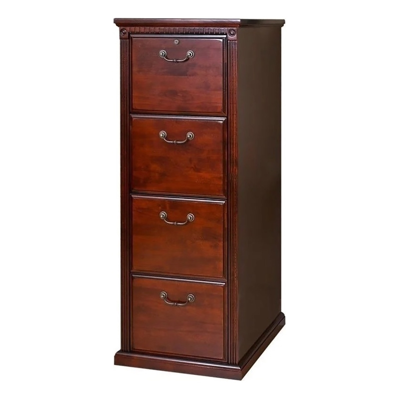Bowery Hill Cherry Wood Filing Cabinet Vertical 4 Drawers 55