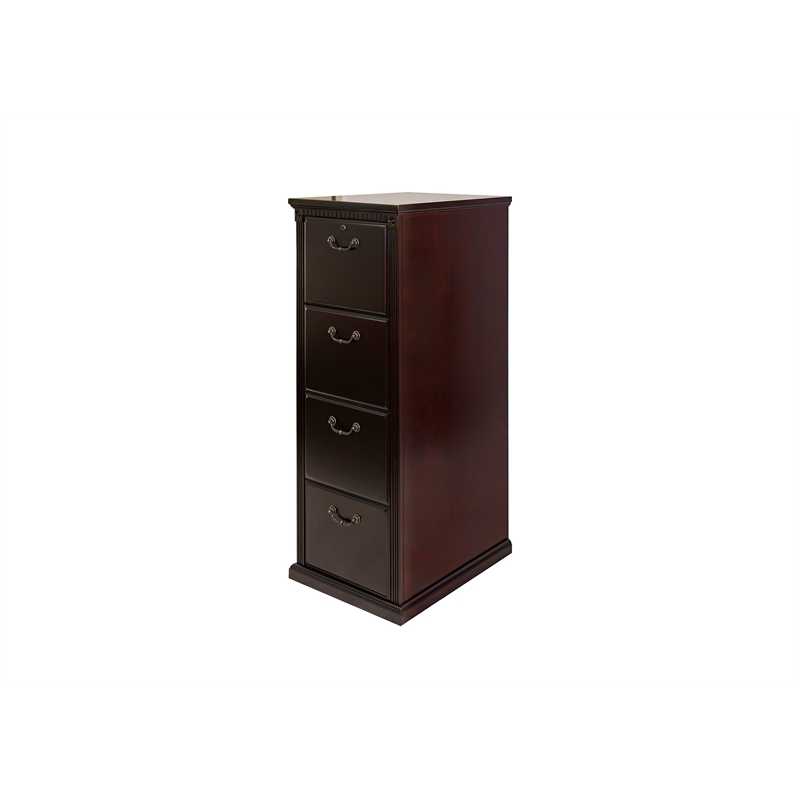 Bowery Hill Cherry Wood Filing Cabinet Vertical 4 Drawers 55