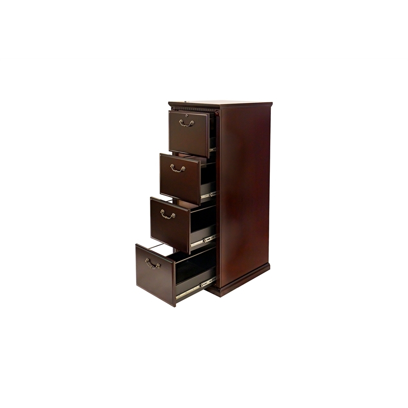 Bowery Hill Cherry Wood Filing Cabinet Vertical 4 Drawers 55
