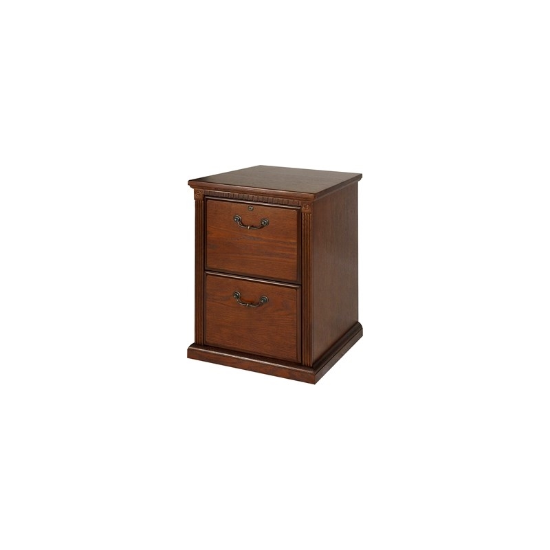 Bowery Hill 2 Drawers Vertical Oak Wood Filing Cabinet Pre-assembled