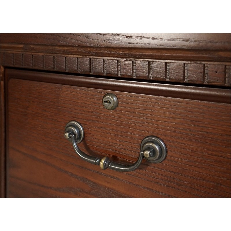 Bowery Hill 2 Drawers Vertical Oak Wood Filing Cabinet Pre-assembled