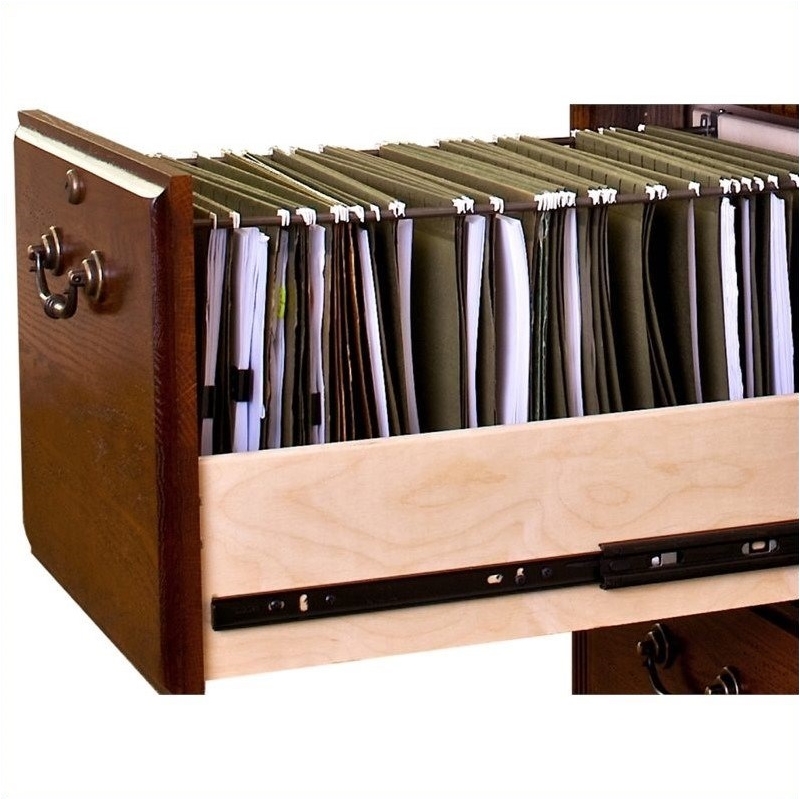 Bowery Hill 2 Drawers Vertical Oak Wood Filing Cabinet Pre-assembled
