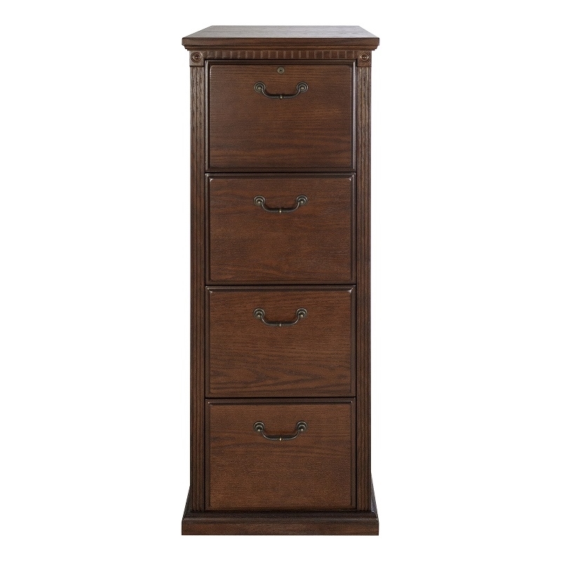 Bowery Hill 4 Drawers Vertical Brown Wood Filing Cabinet Pre-assembled