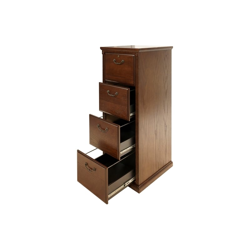 Bowery Hill 4 Drawers Vertical Brown Wood Filing Cabinet Pre-assembled