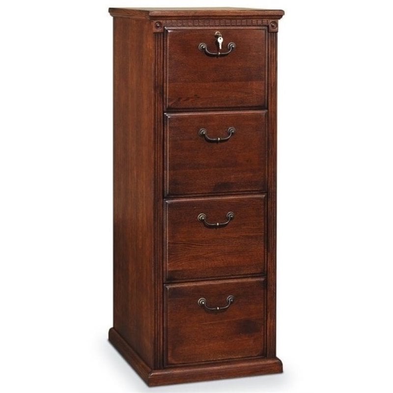 Bowery Hill 4 Drawers Vertical Brown Wood Filing Cabinet Pre-assembled