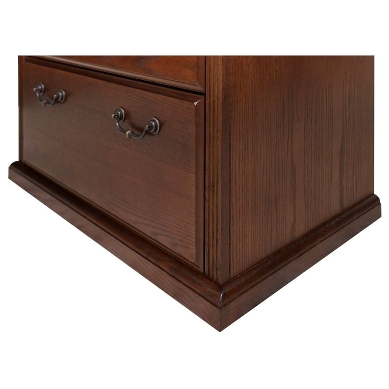Bowery Hill Hardwood Brown Lateral Filing Cabinet Rectangular Locking Drawers 29