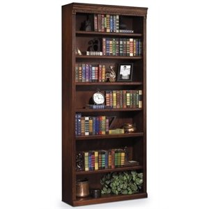 Bowery Hill 7 Shelf Bookcase in Distressed Burnish