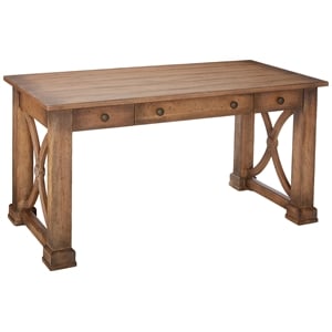 Bowery Hill Rubberwood Oak Veneers Brown Office Desk Rectangular 60&quot Unassembled