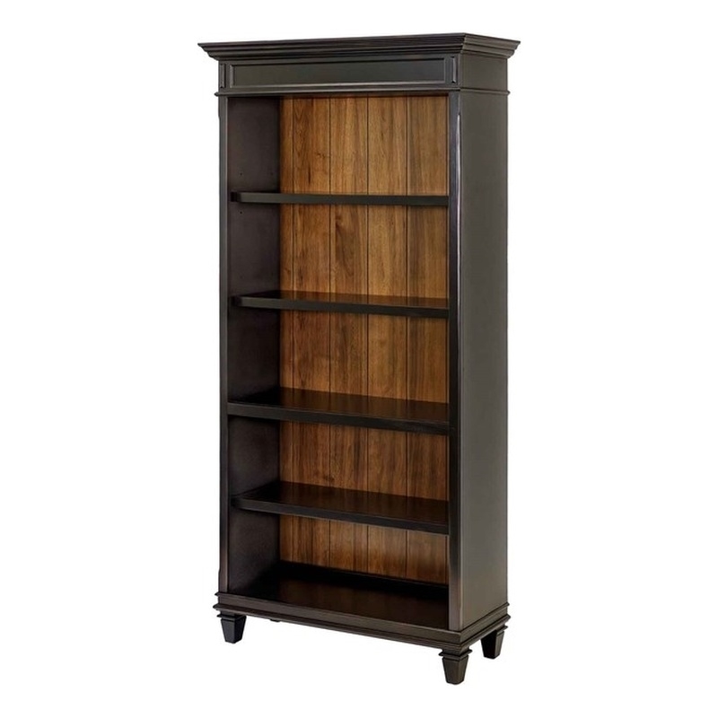 Bowery Hill Wood Distressed Black Bookcase Rectangular 78