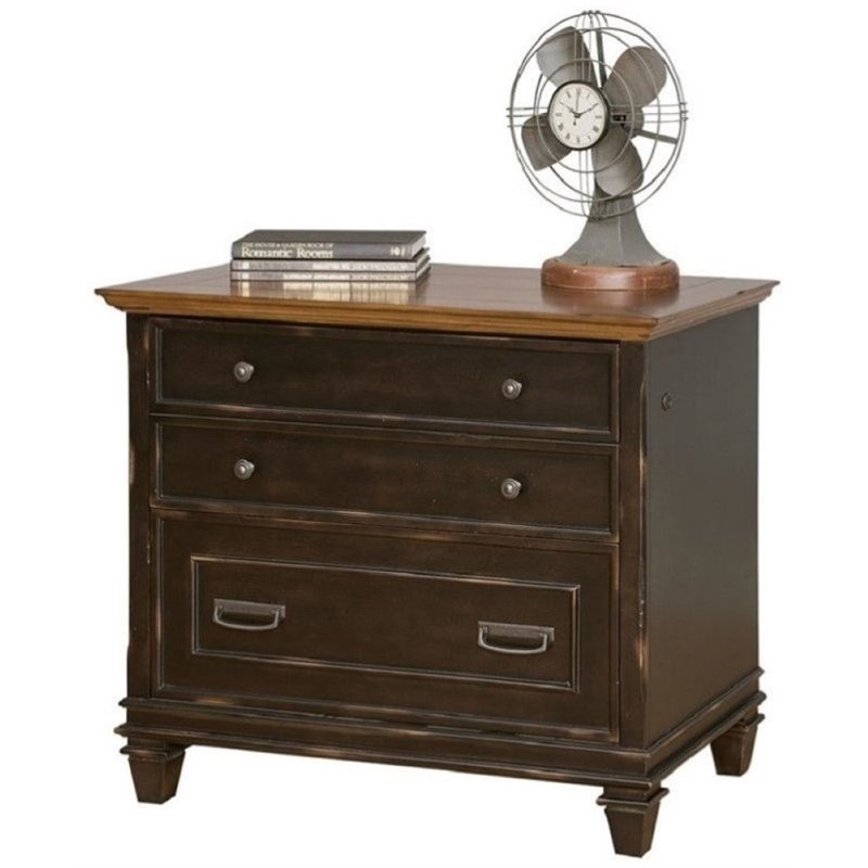 Bowery Hill Wood Black Filing Cabinet Rectangular 31
