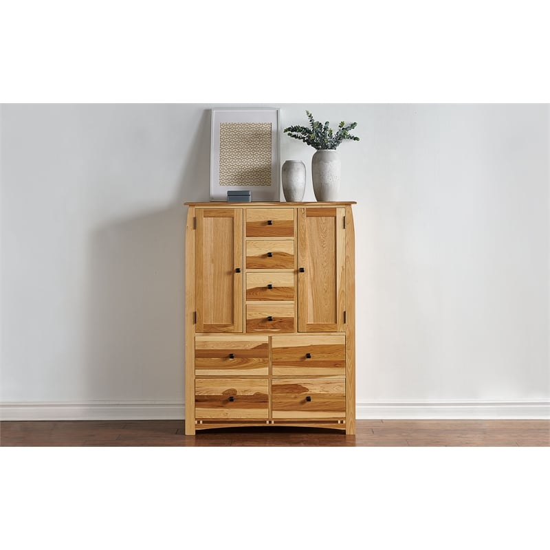Bowery Hill Contemporary Solid Wood Double Door Chest in Natural