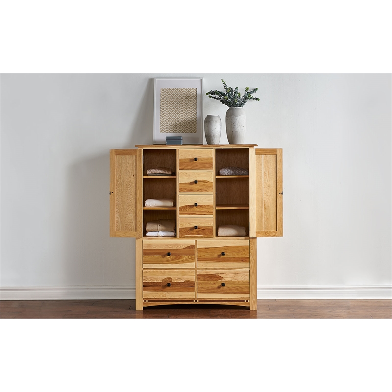 Bowery Hill Contemporary Solid Wood Double Door Chest in Natural
