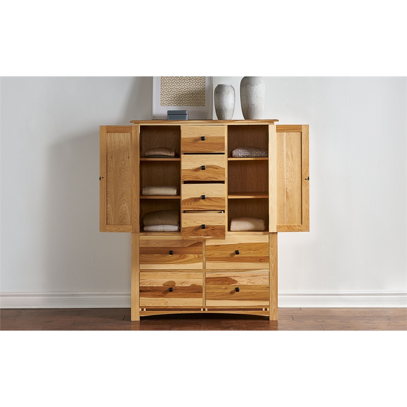 Bowery Hill Contemporary Solid Wood Double Door Chest in Natural