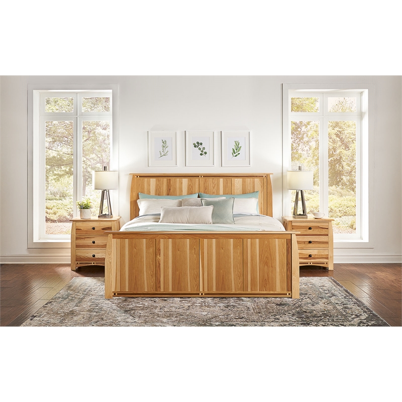 Bowery Hill Solid Wood Queen Panel Bed in Natural