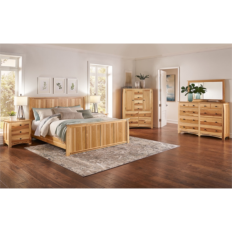 Bowery Hill Solid Wood Queen Panel Bed in Natural