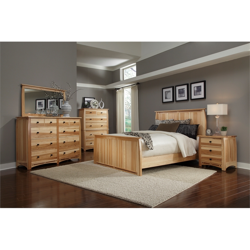 Bowery Hill Solid Wood Queen Panel Bed in Natural