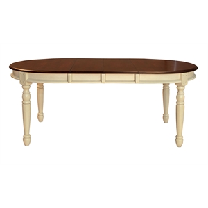 Bowery Hill Solid Rubberwood Buttermilk Dining Table Oval Extendable 76&quot Unassembled