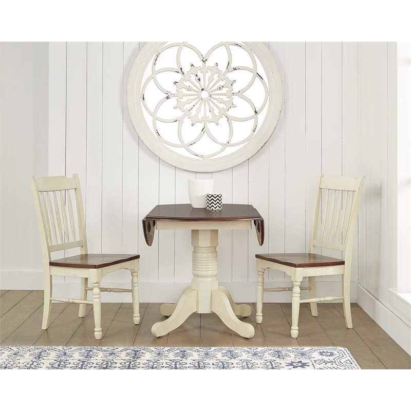 Bowery Hill Round Drop Leaf Dining Table in Buttermilk