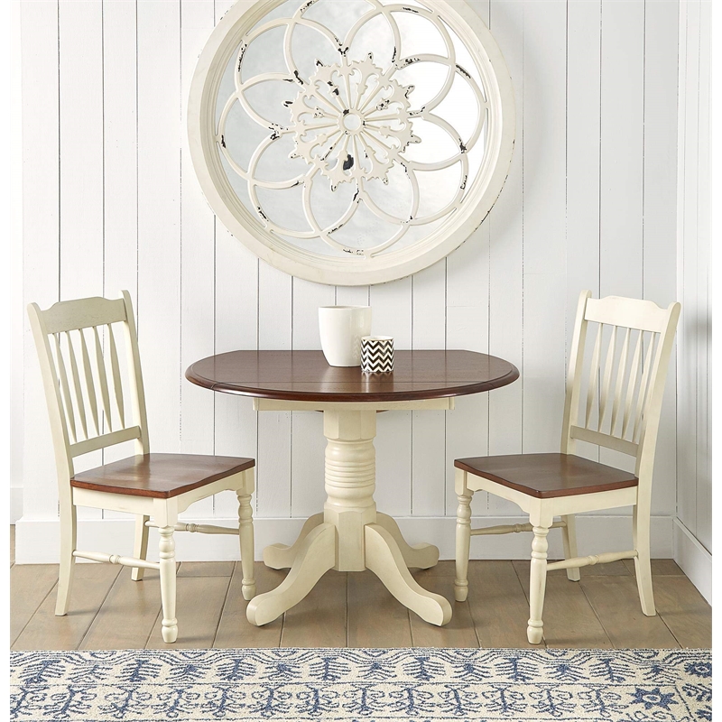 Bowery Hill Round Drop Leaf Dining Table in Buttermilk