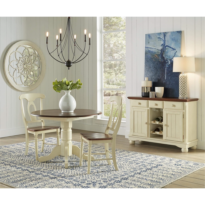 Bowery Hill Round Drop Leaf Dining Table in Buttermilk