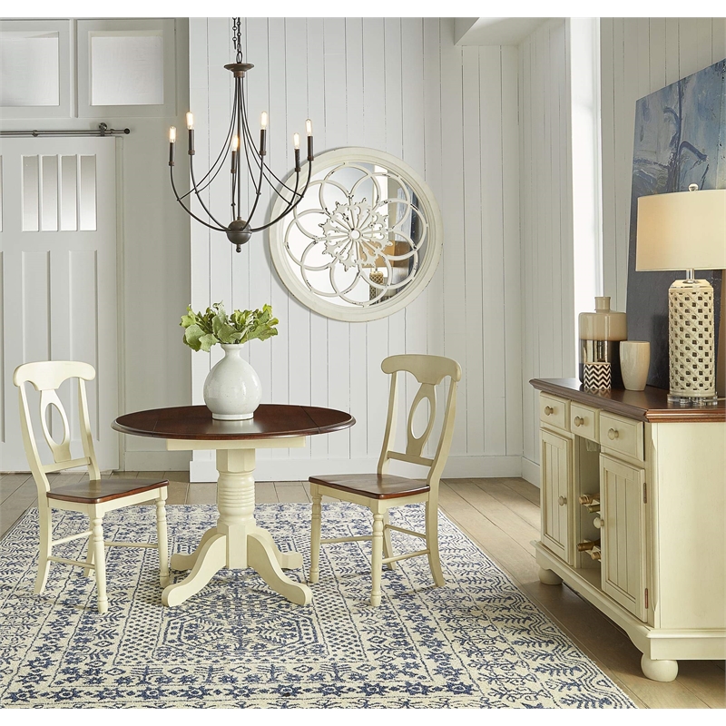 Bowery Hill Round Drop Leaf Dining Table in Buttermilk