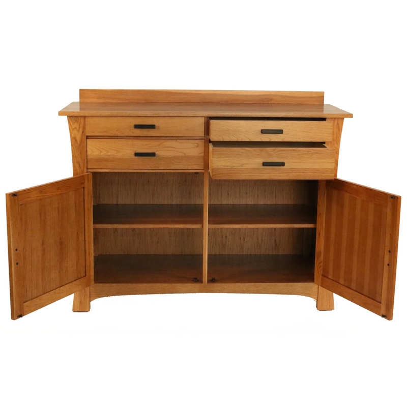Bowery Hill Solid Wood 4-Drawers Buffet/Sideboard Server in Warm Amber
