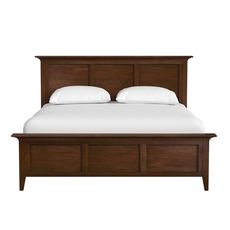 Bowery Hill Farmhouse Solid Wood Queen Panel Bed in Cherry Brown
