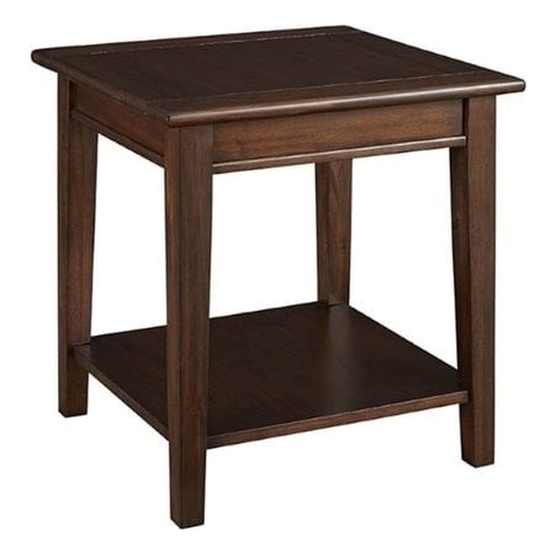 Bowery Hill Transitional Wood End Table with Bottom Shelf in Cherry Brown