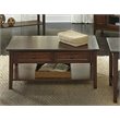 Bowery Hill Solid Wood Cherry Brown Coffee Table Rectangular Full Bottom Shelf 46