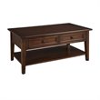 Bowery Hill Solid Wood Cherry Brown Coffee Table Rectangular Full Bottom Shelf 46