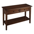 Bowery Hill Solid Wood Cherry Brown Console Table Rectangular Full Bottom Shelf 30