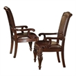 Bowery Hill Leather Cherry Dining Arm Chair Rectangular Hand Carved 44